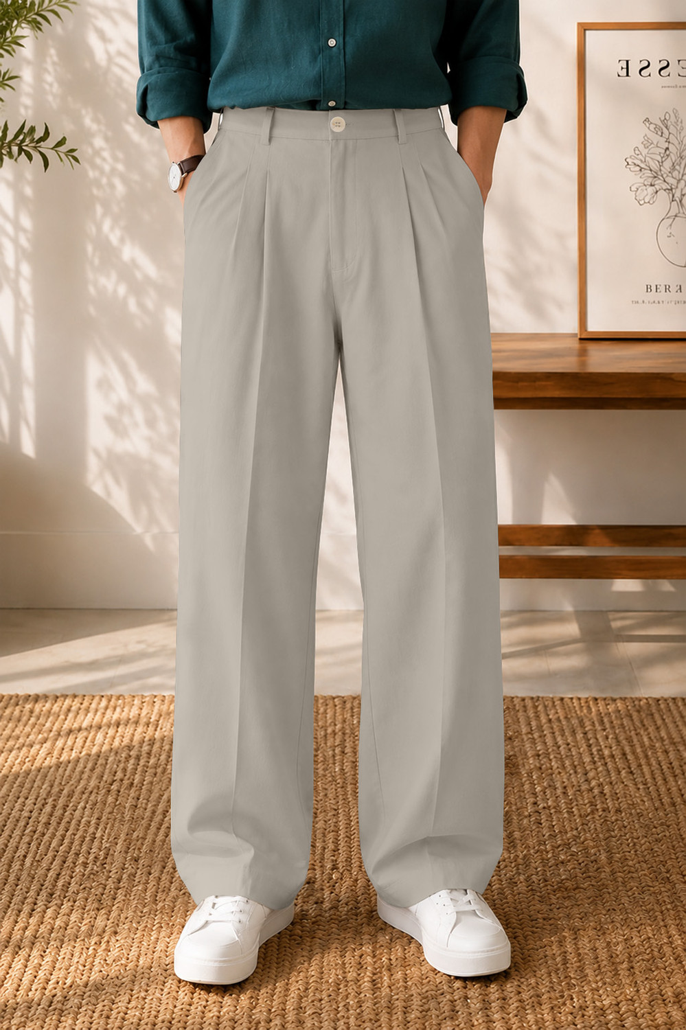 FTX Men Loose Fit Beige Trousers - Image 1