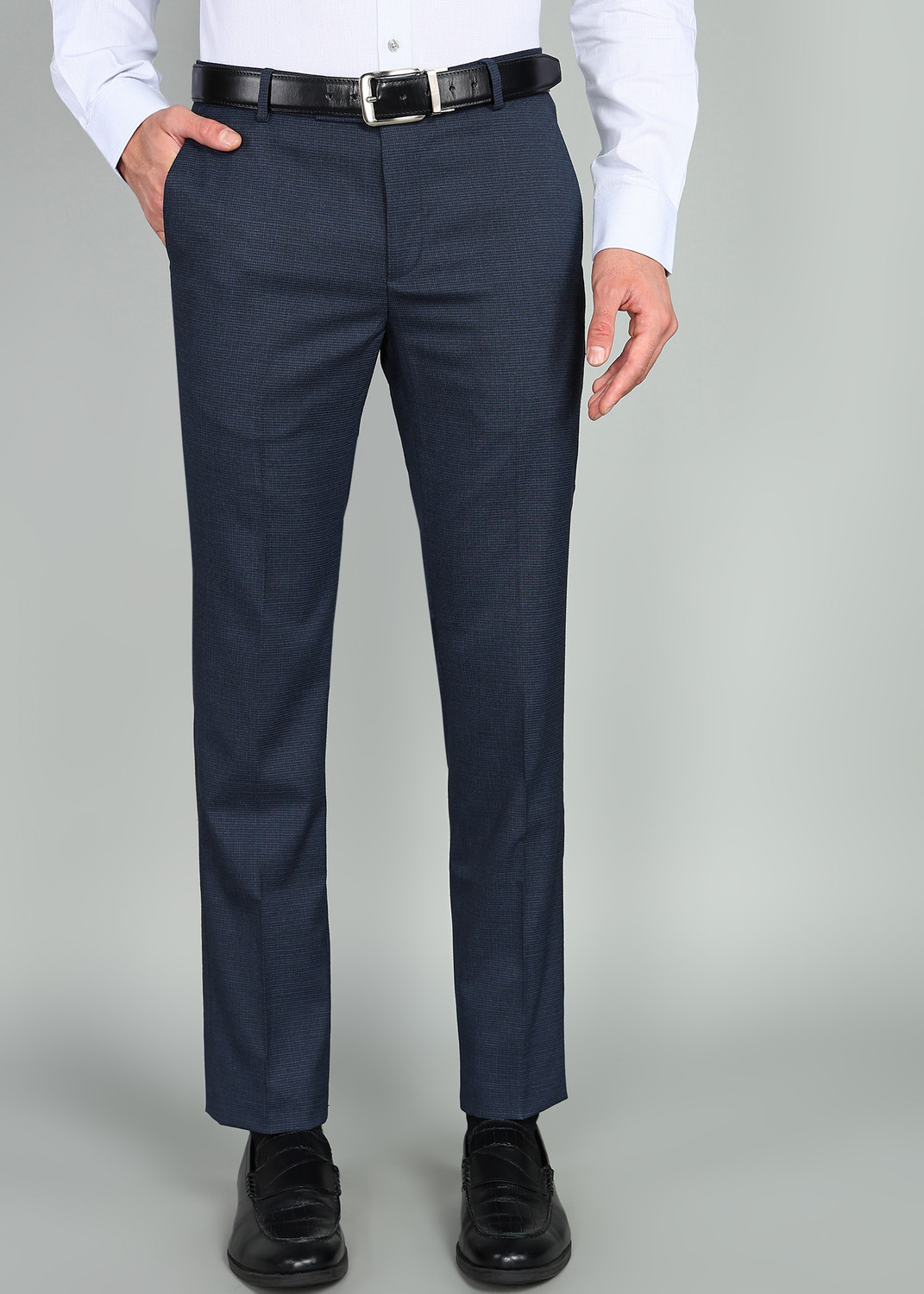 Image of PARK AVENUE Men Regular Fit Brown Polyester Trousers