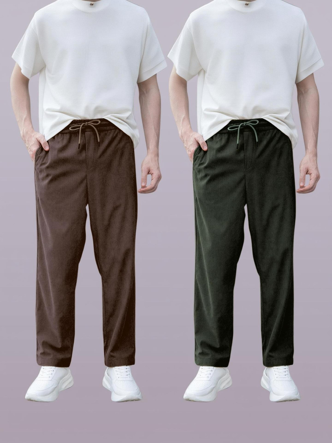 Image of AKTHREADSS Men Relaxed White Cotton Blend Trousers