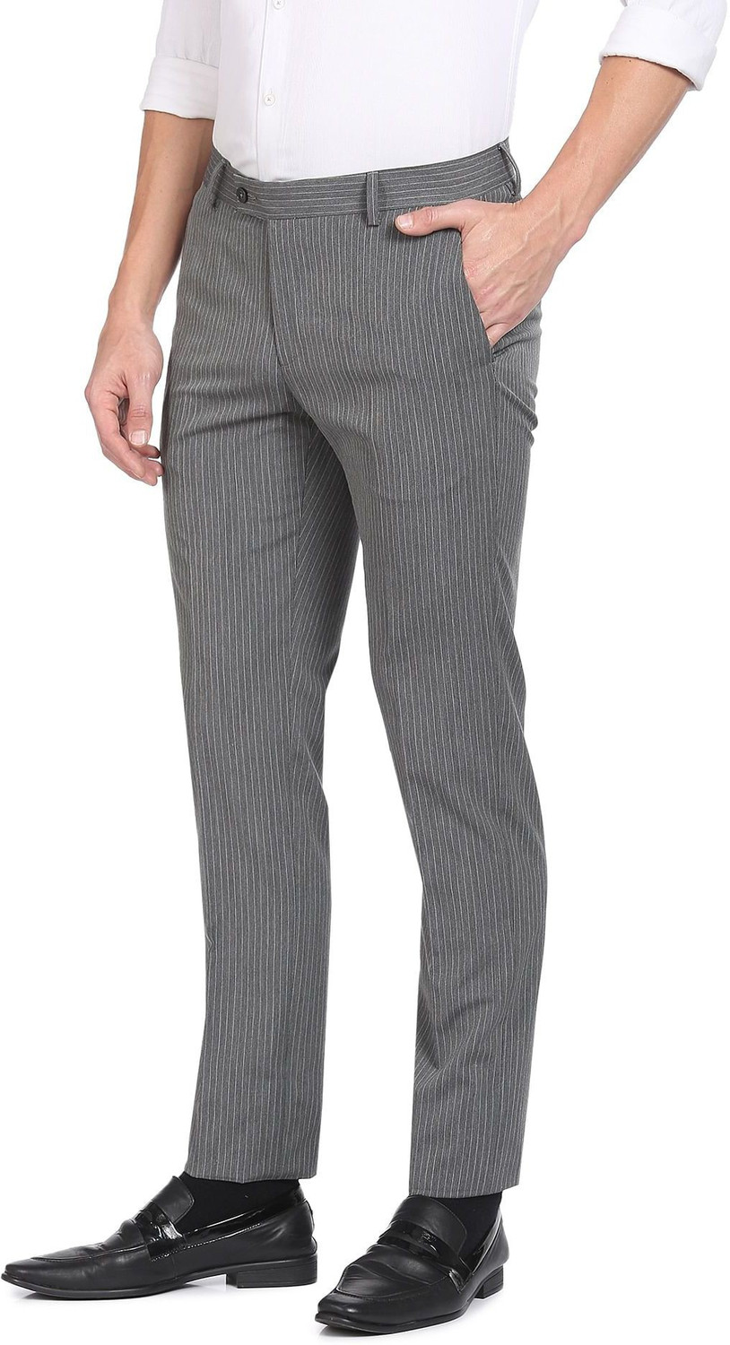 Image of ARROW Men Regular Fit Grey Viscose Rayon Trousers