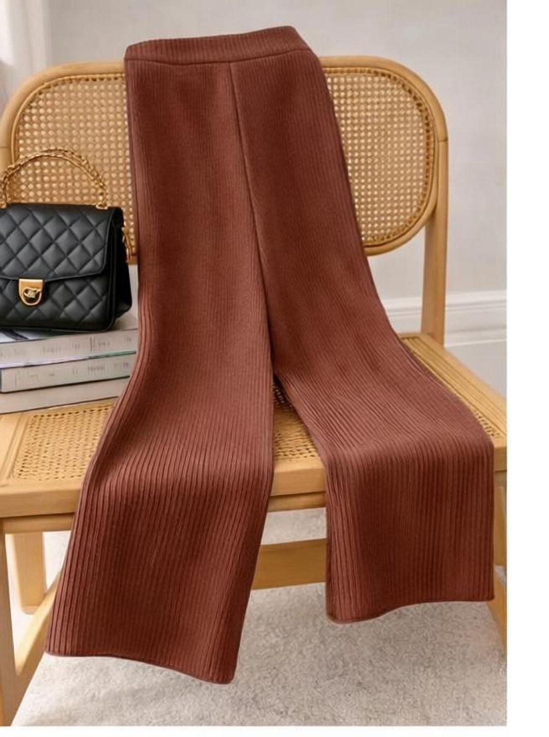 Image of L Fashion Fashion Women Flared Grey Polyester Trousers