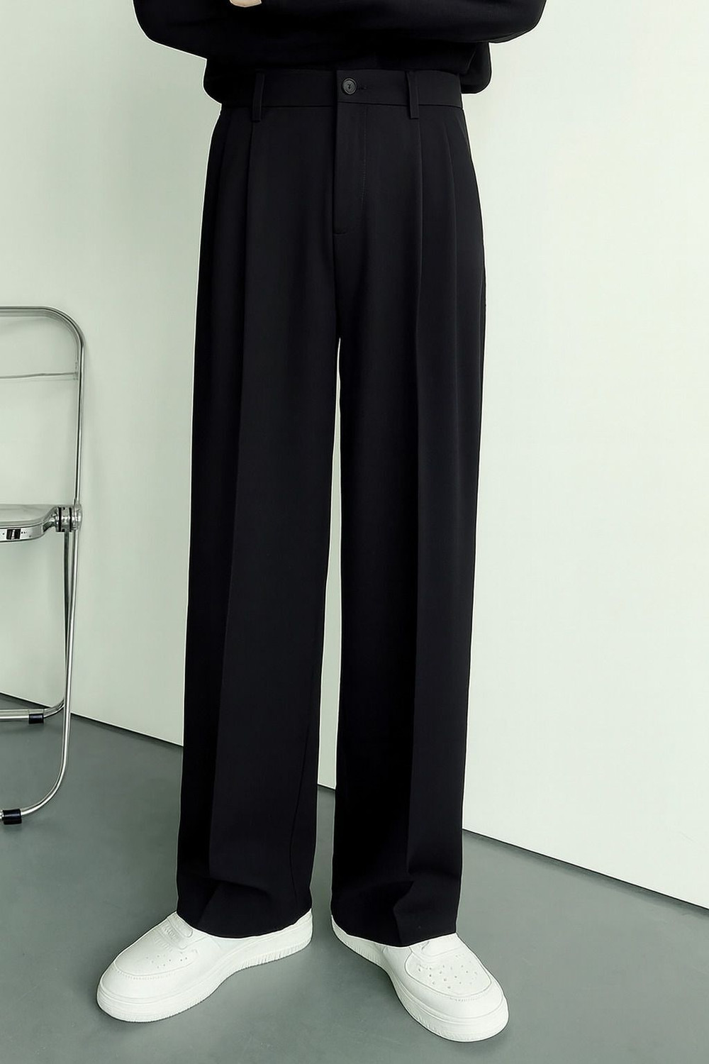 clubbuzz Men Straight Fit Black Trousers - Image 1