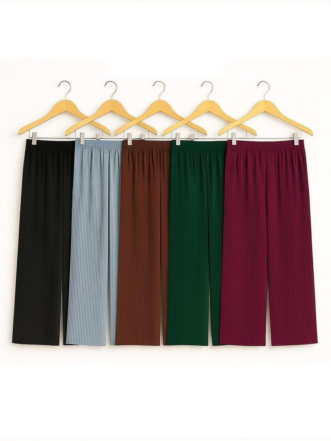 Image of Silver Creation Pack of 5 Women Relaxed Multicolor Lycra Blend Trousers