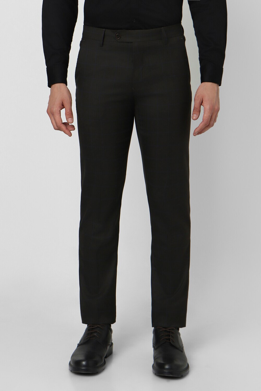 Image of PETER ENGLAND Men Slim Fit Black Viscose Rayon Trousers