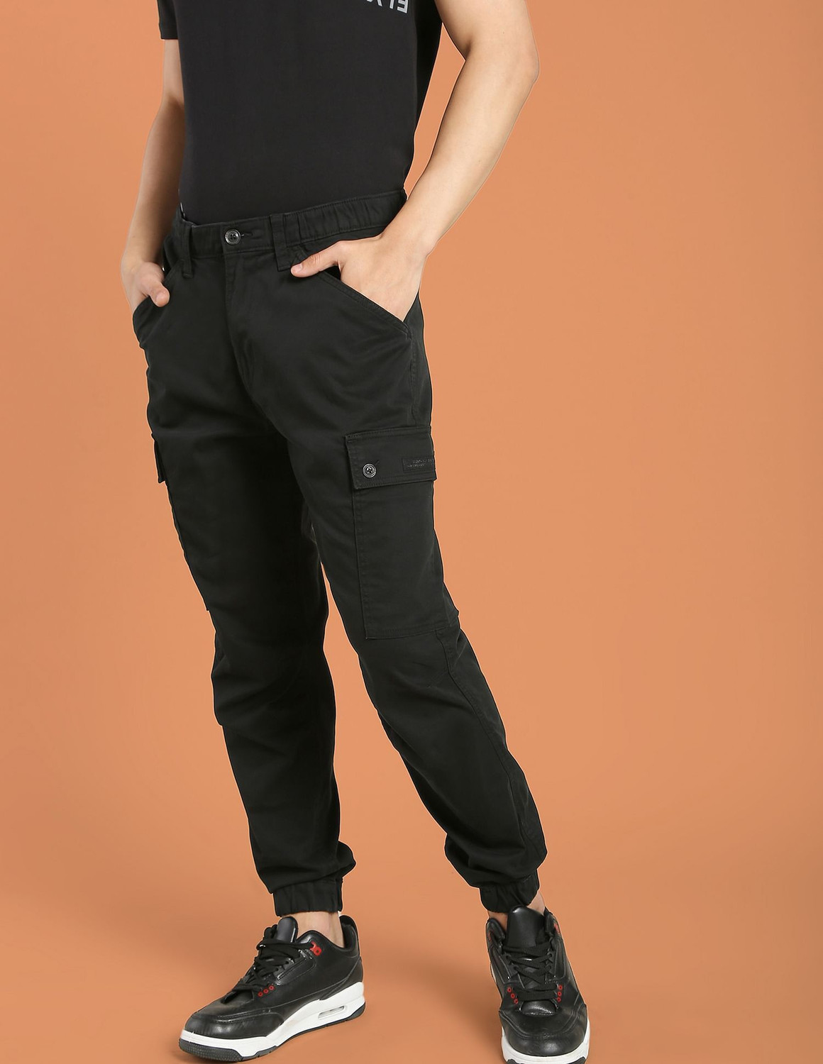 Image of Spykar Men Beige Pure Cotton Trousers