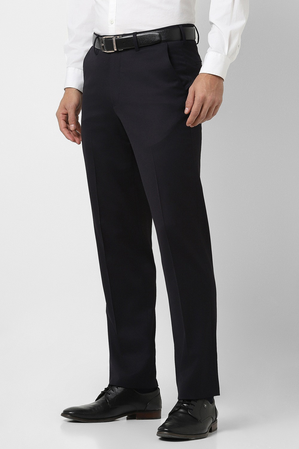 Image of VAN HEUSEN Men Regular Fit Black Polyester Trousers