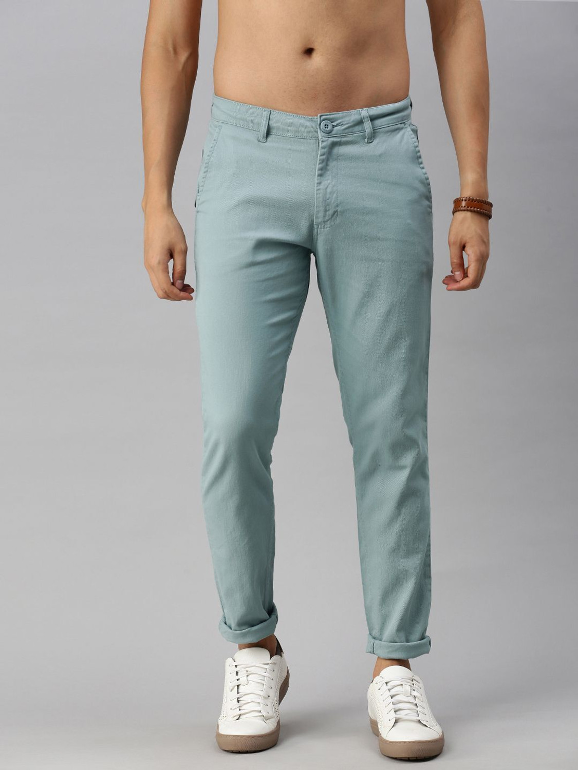 Image of Roadster Pack of 3 Men Regular Fit Multicolor Cotton Blend Trousers