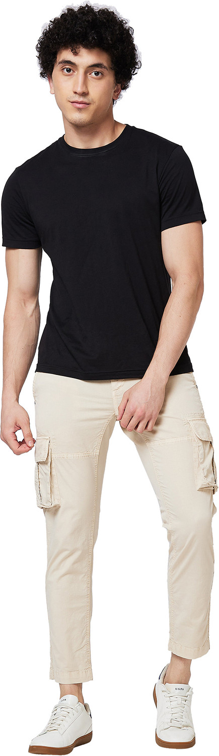 Image of Spykar Men Beige Pure Cotton Trousers