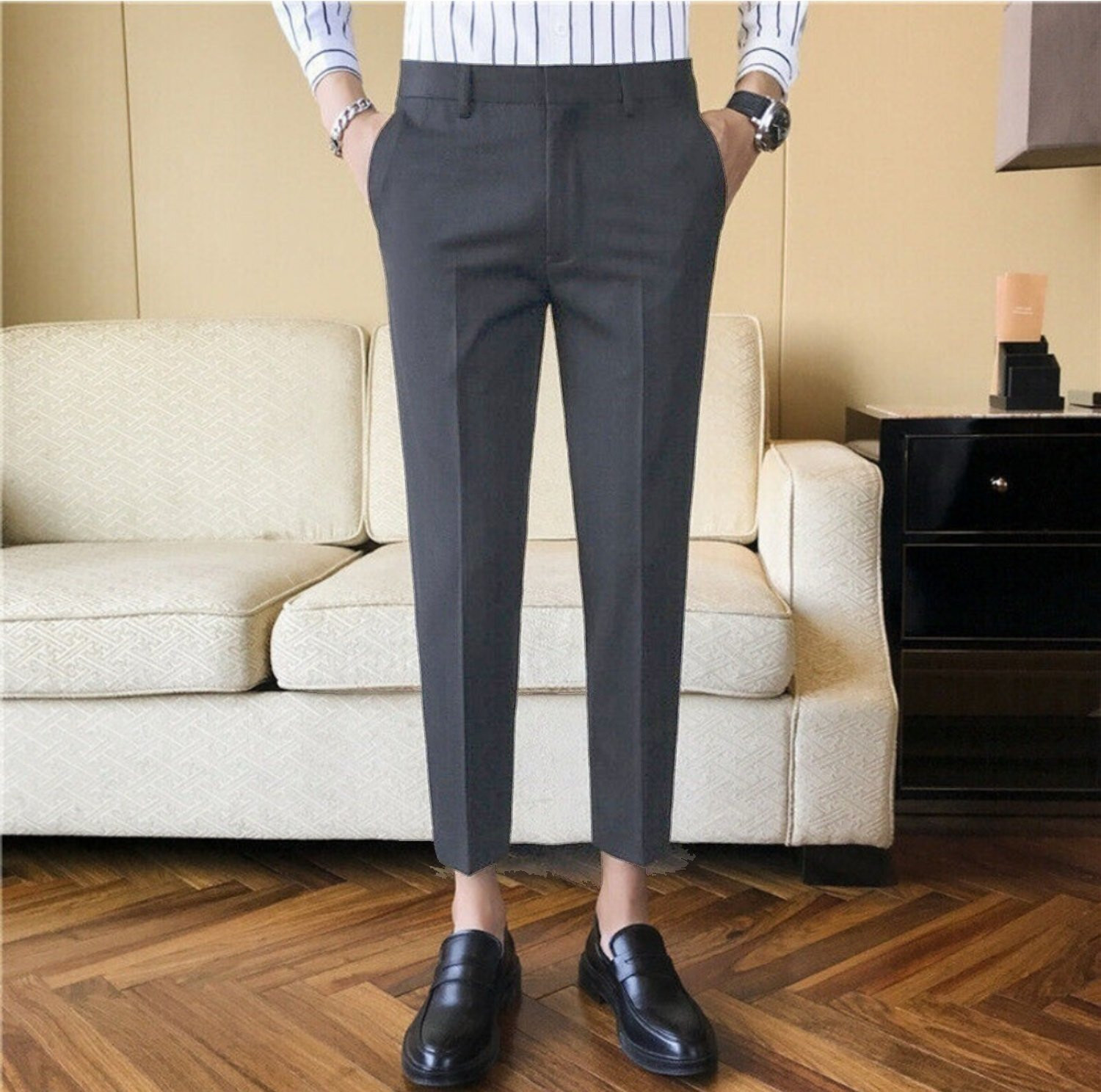 Image of FUBAR Men Slim Fit Dark Green Viscose Rayon Trousers