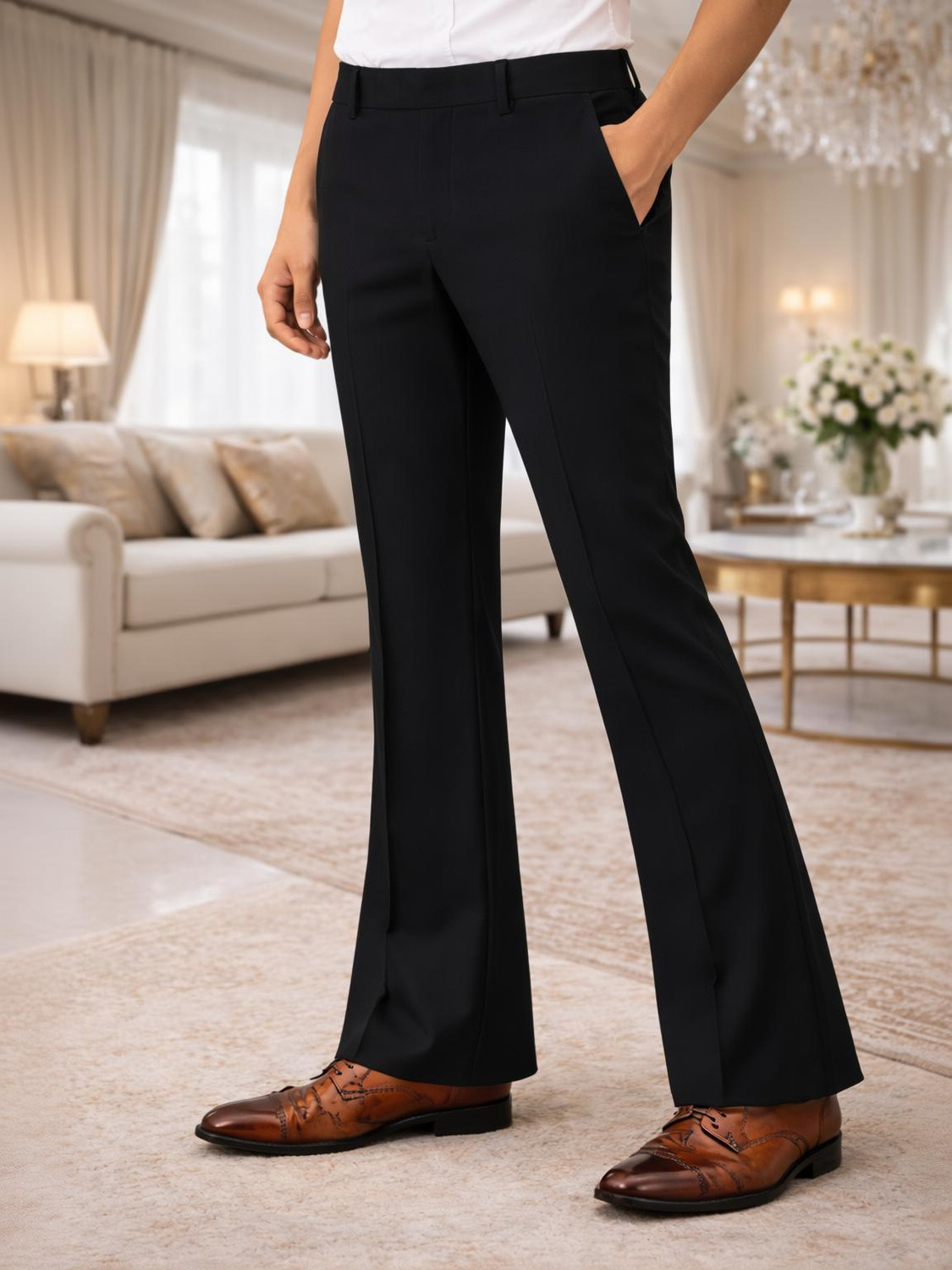 Plus91 Flared Black Trousers - Image 1