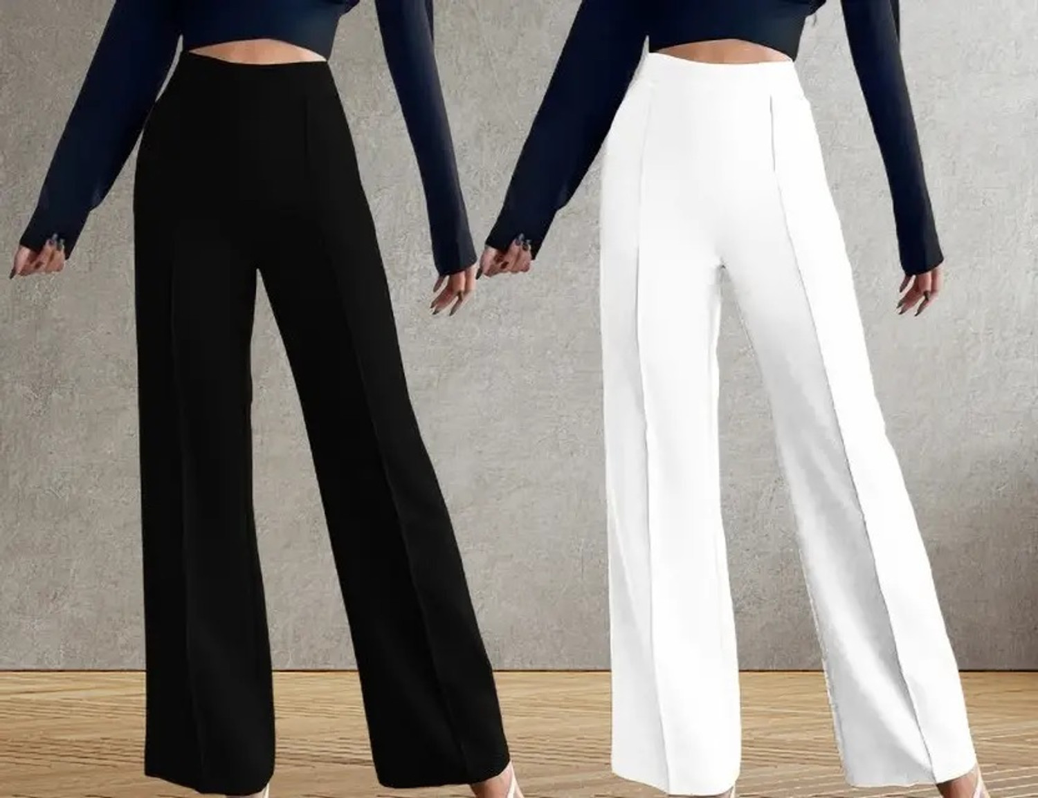 Image of Kanishk Women Regular Fit Maroon, White Cotton Blend Trousers