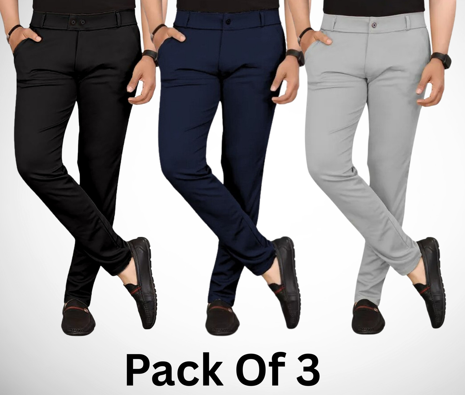 PGQ 3 Pack Men Multicolor Lycra Trousers - Image 1