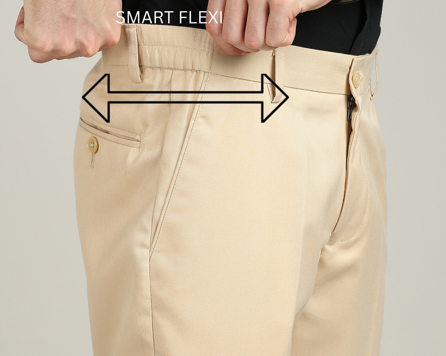 Image of Hoomu Men Regular Fit Beige Cotton Blend Trousers
