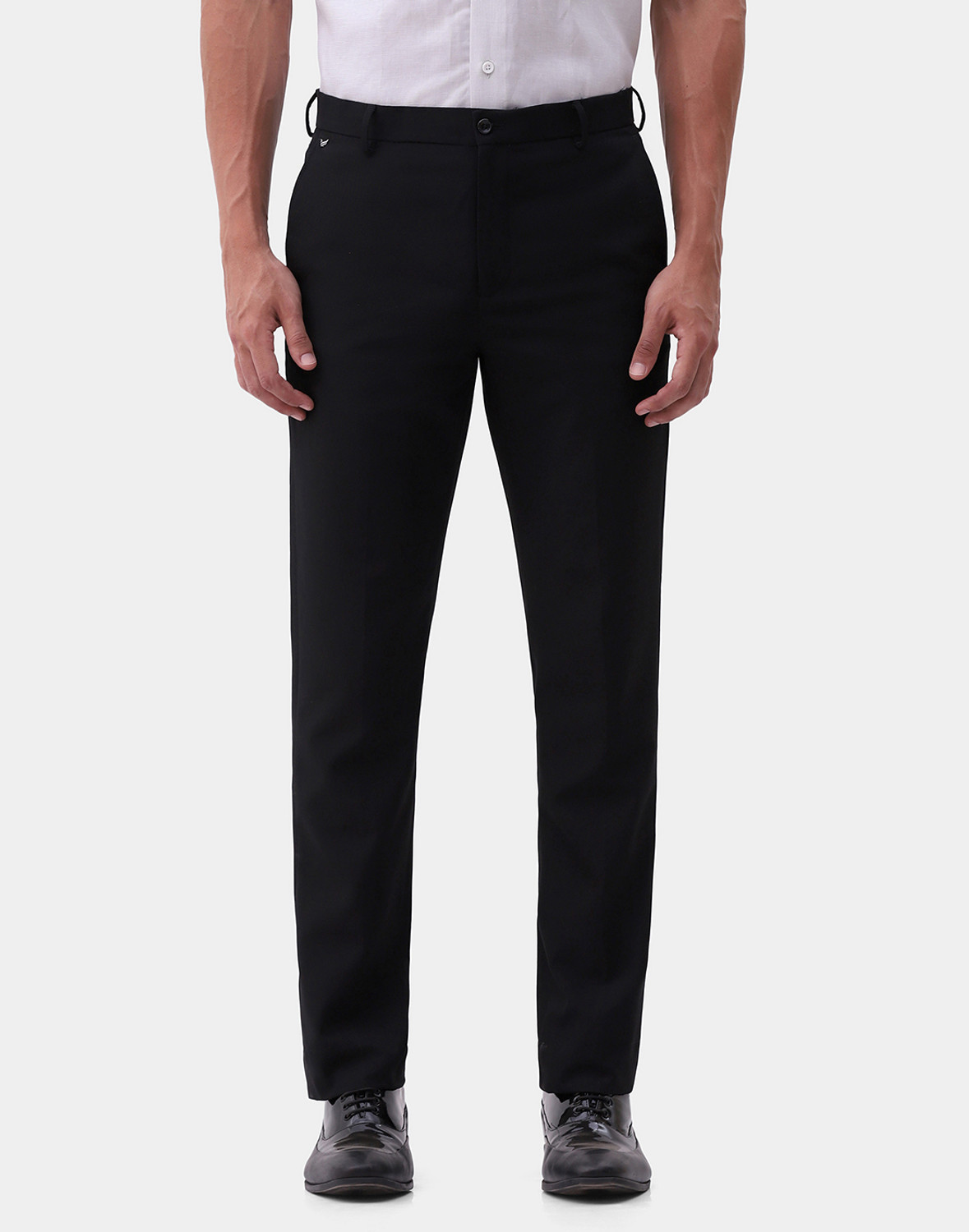 Blackberrys Men Slim Fit Black Polyester Trousers - Image 1