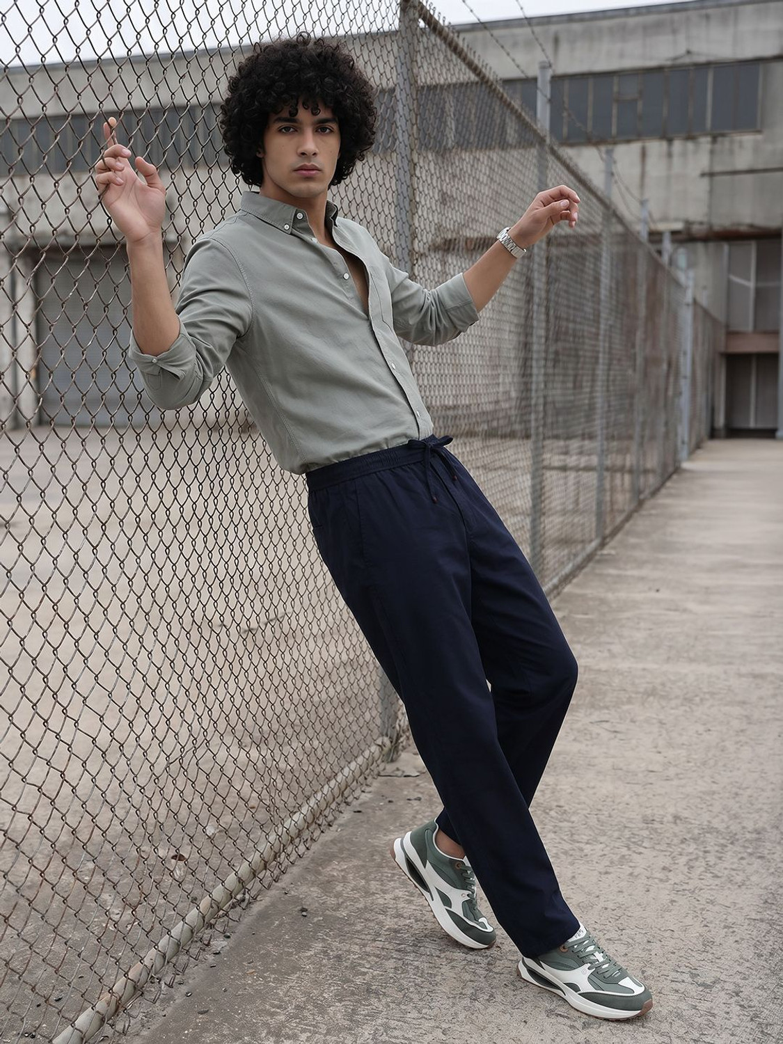 Image of Roadster Men Regular Fit Brown Polyester Trousers