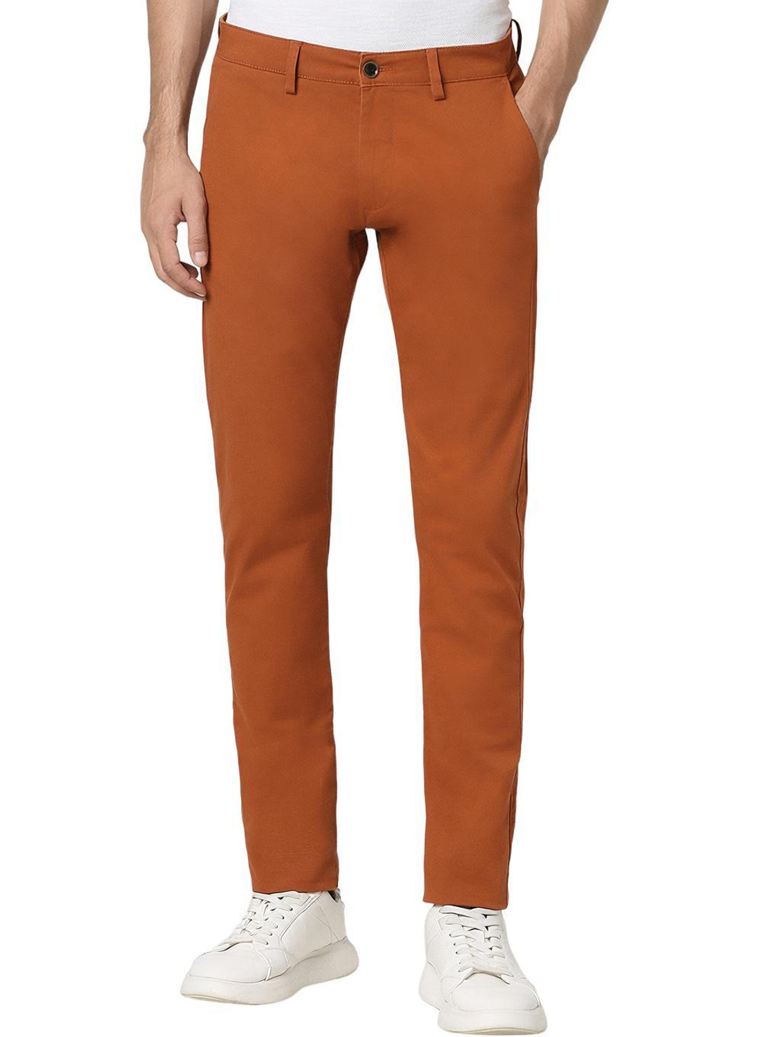 PETER ENGLAND Skinny Fit Men Orange Trousers