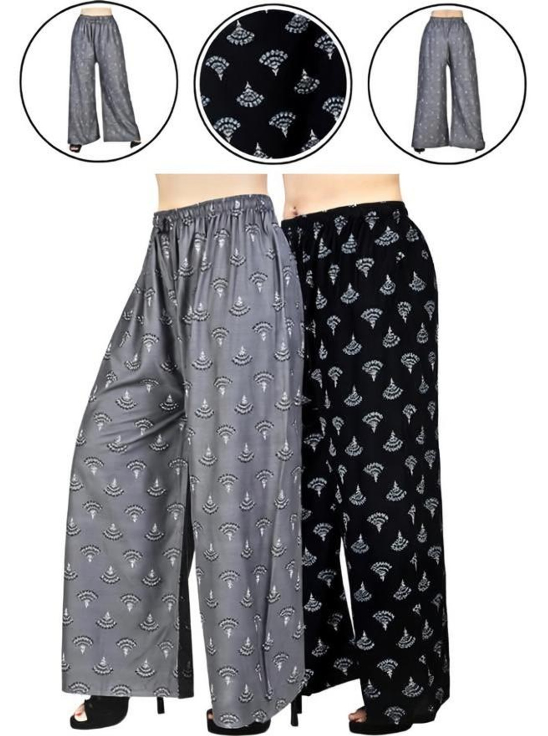 Image of VSPCreation Pack of 3 Women Regular Fit Multicolor Lycra Blend Trousers
