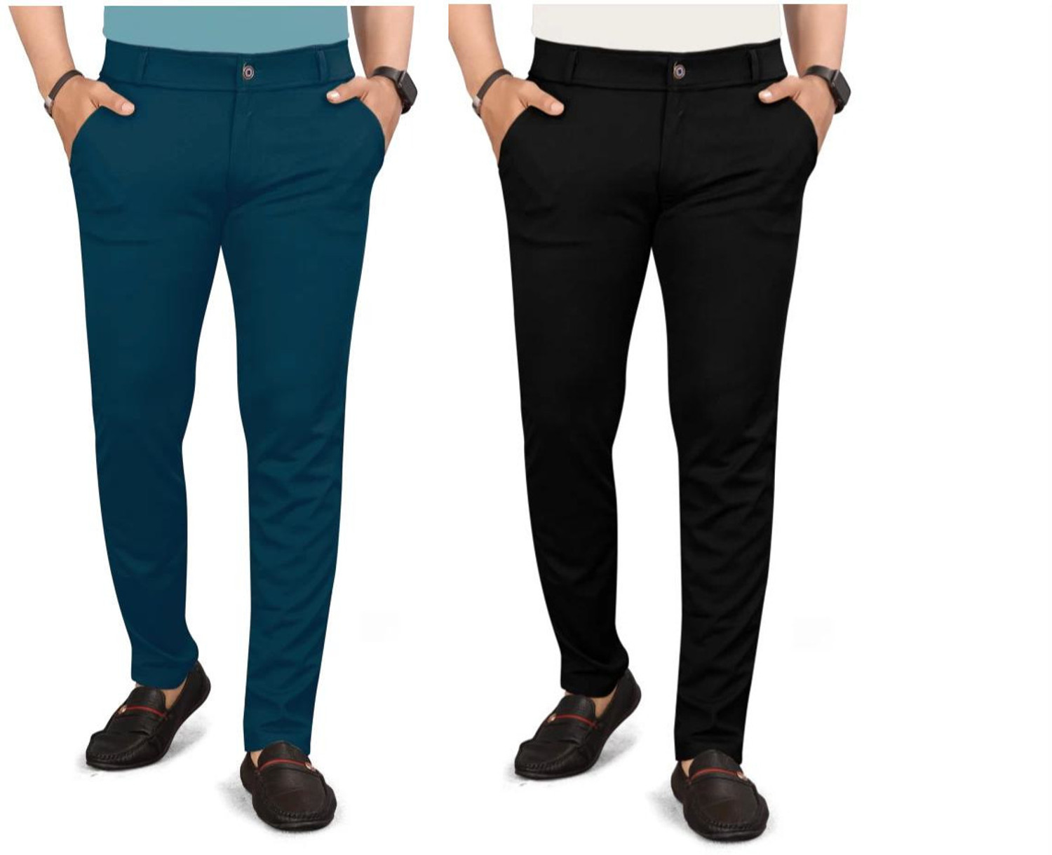 Image of AKTHREADSS Men Relaxed White Cotton Blend Trousers