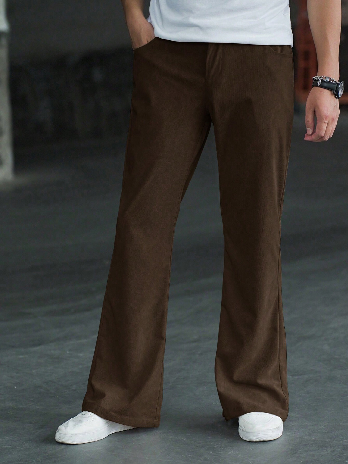 Image of FLIIP TRADING Men Relaxed Brown Linen Blend Trousers