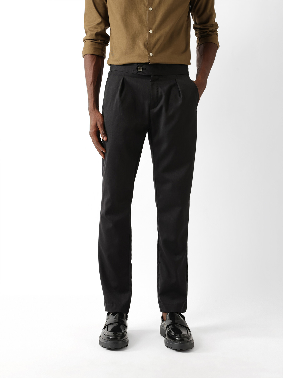 Image of THE BEAR HOUSE Men Slim Fit Grey Polyester Trousers