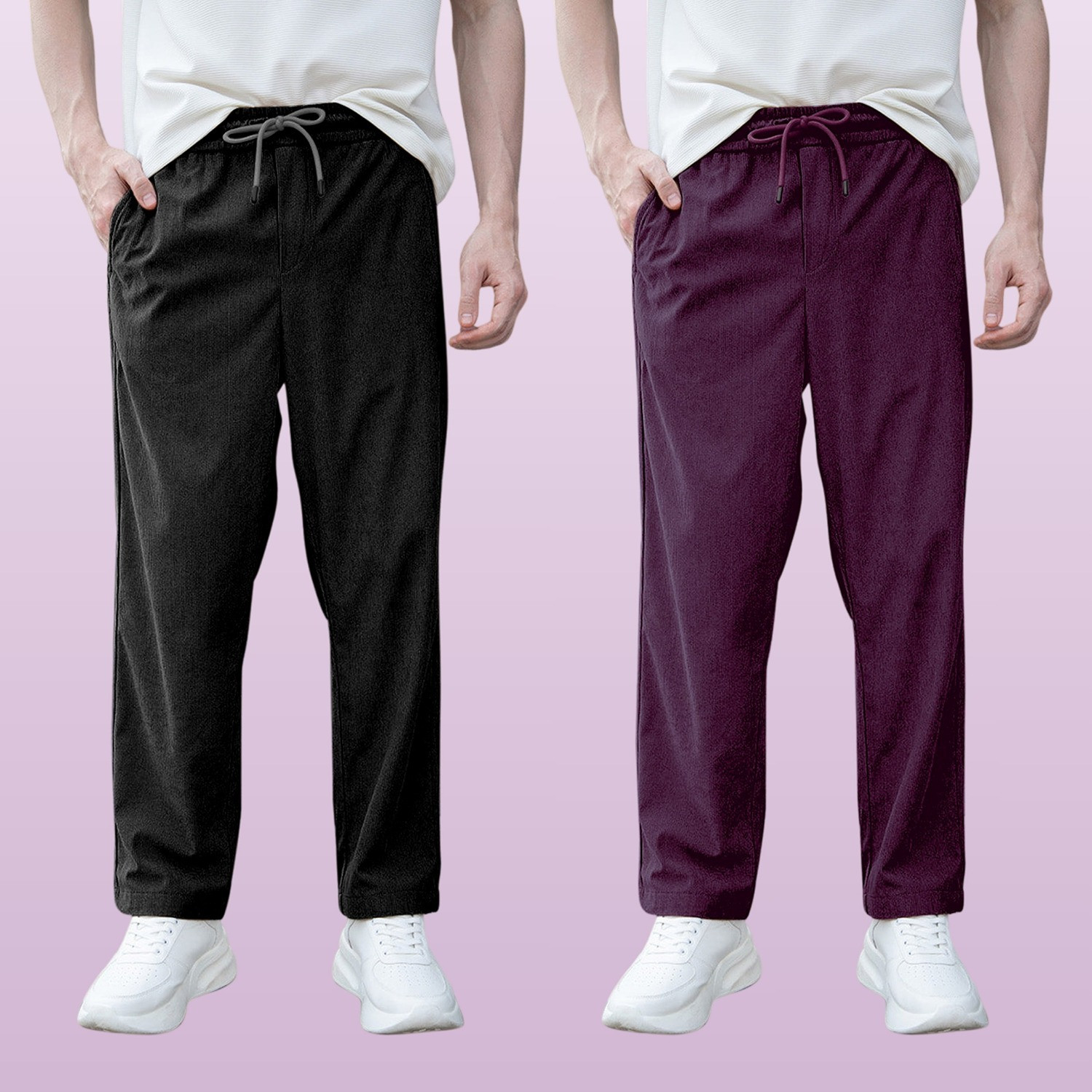 Image of Roadster Men Relaxed Multicolor Cotton Blend Trousers