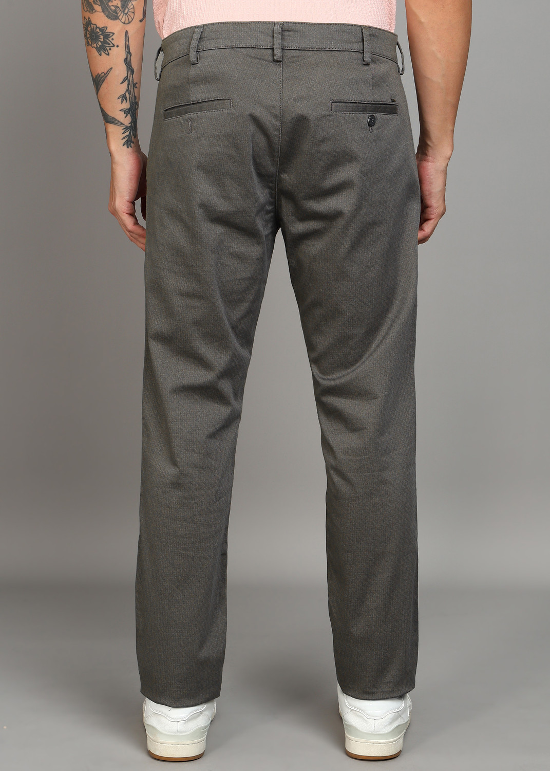 Image of KILLER Men Slim Fit Grey Cotton Blend Trousers