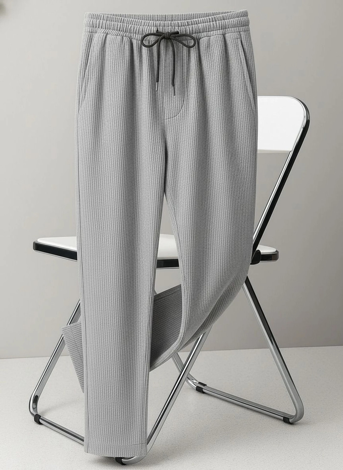 Image of AKTHREADSS Men Relaxed White Cotton Blend Trousers