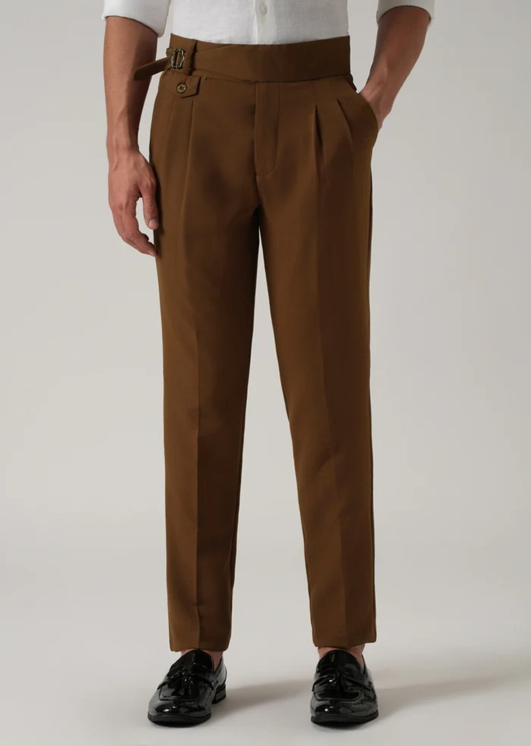 Image of SKENJEL Men Regular Fit Beige Polyester Trousers