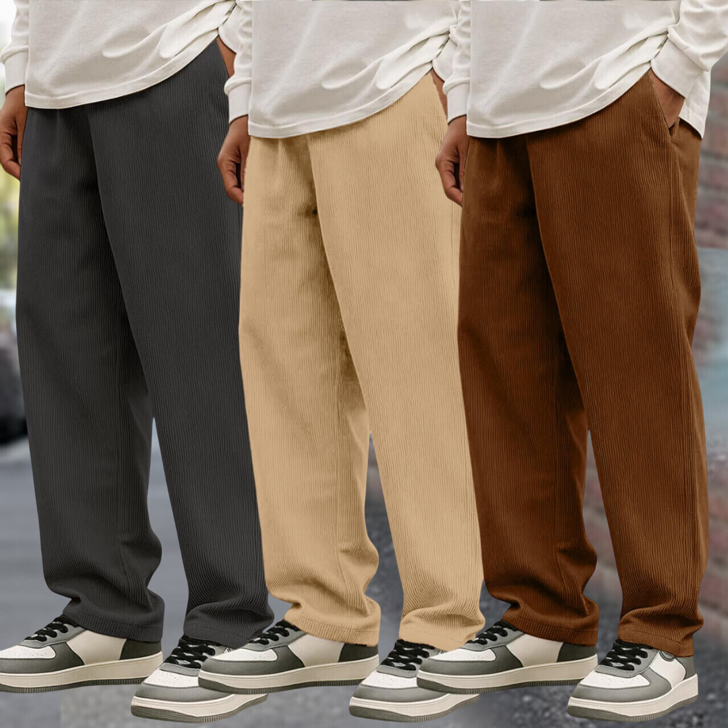 Image of Roadster Men Relaxed Multicolor Cotton Blend Trousers