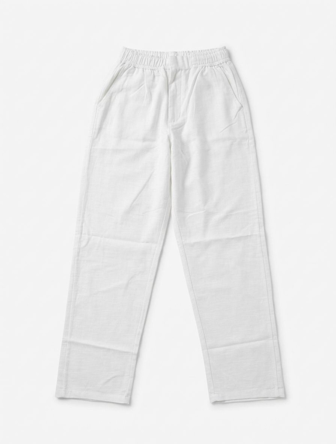 Image of AARTENTERPRISE Men Regular Fit White Linen Blend Trousers