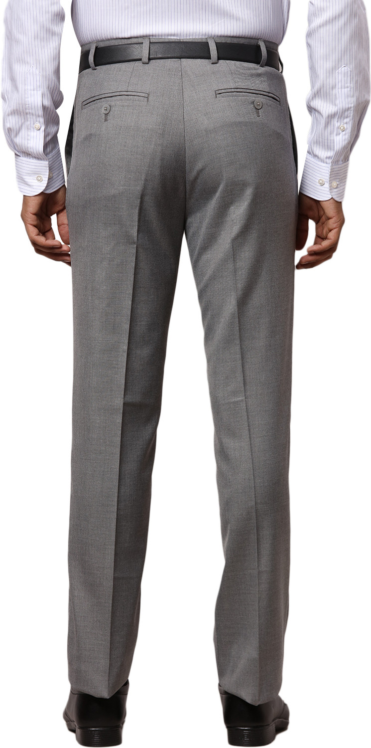 Image of Raymond Men Grey Polyester Trousers
