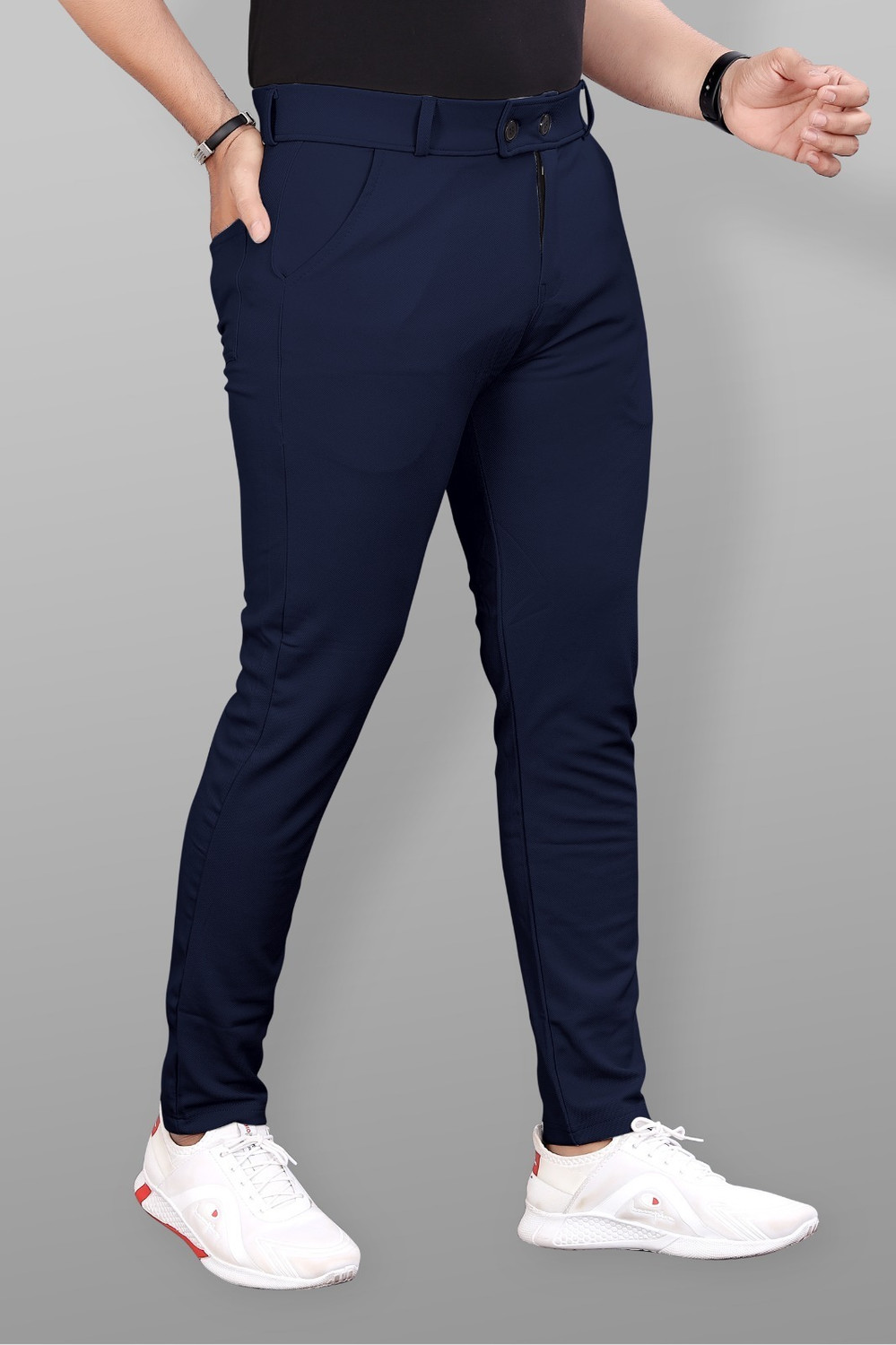 COMBRAIDED Slim Fit Blue Trousers - Image 6