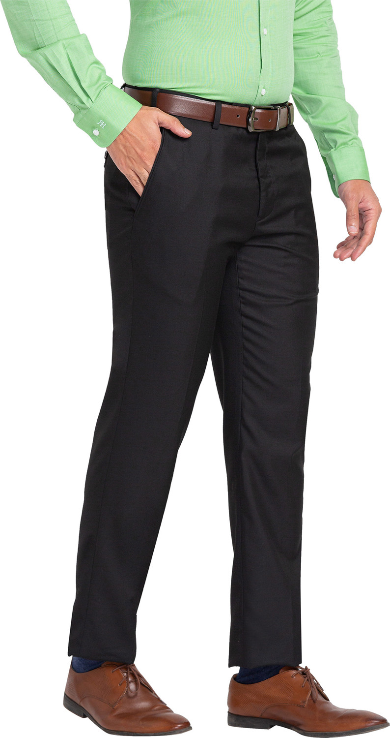Image of Raymond Men Slim Fit Brown Viscose Rayon Trousers