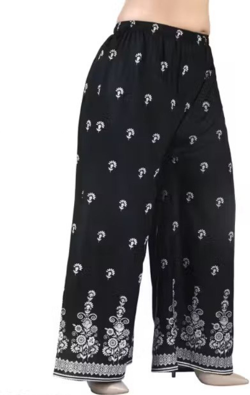 Image of ELVORA Women Flared Blue Viscose Rayon Trousers