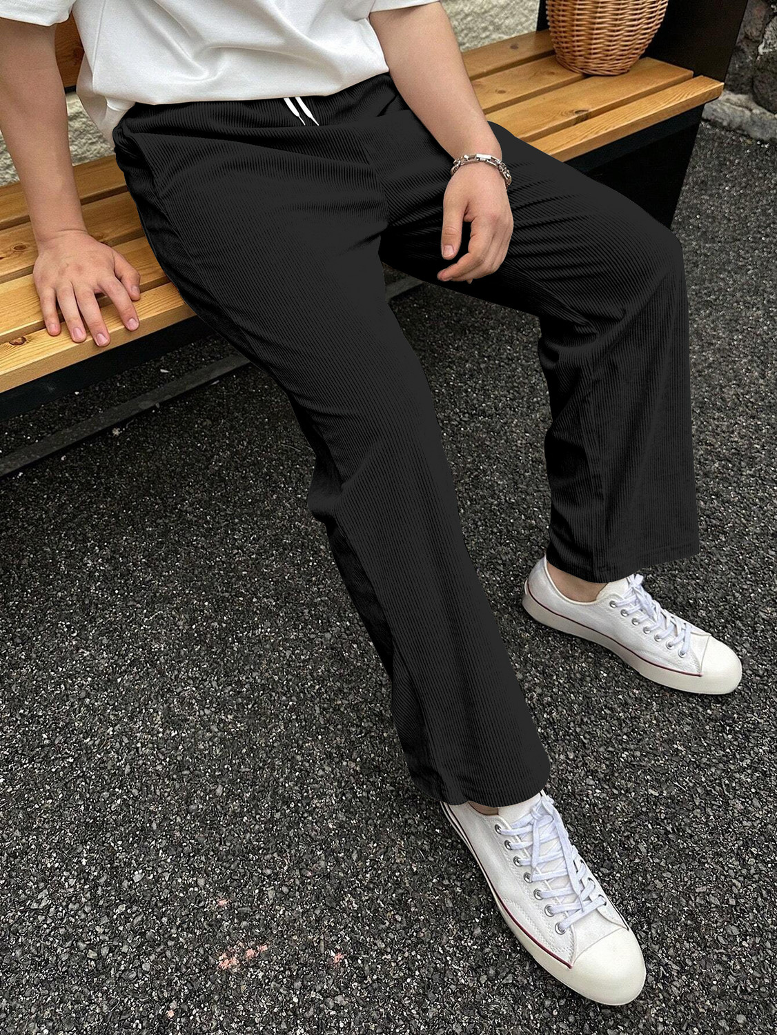 COMBRAIDED Men Black Corduroy Trousers - Image 1
