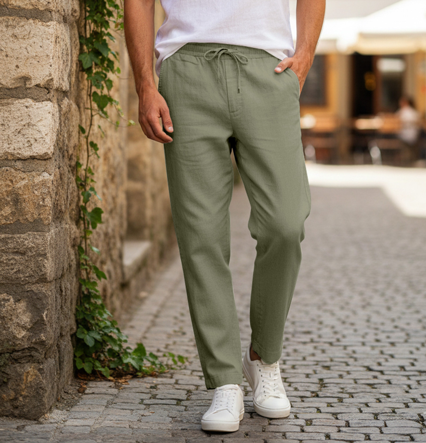 Image of RED TAPE Men Solid Blue Track Pants