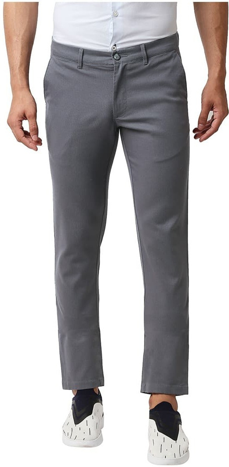 Image of BASICS Men Tapered Brown Cotton Blend Trousers