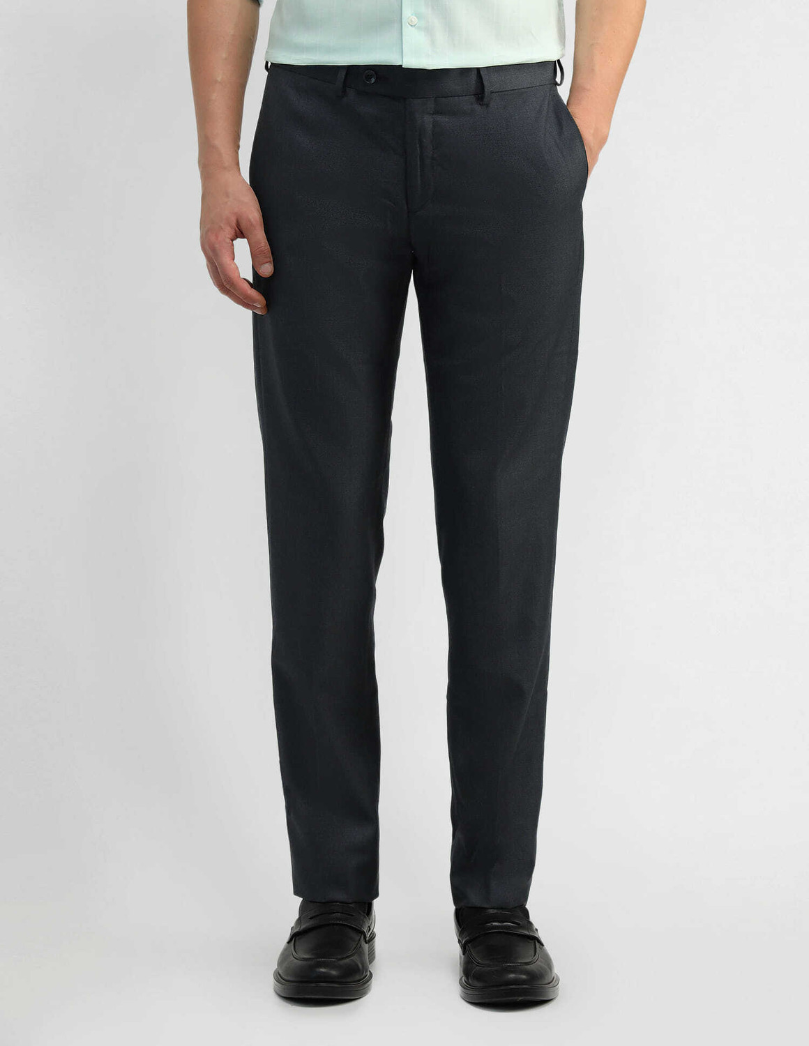 Image of ARROW Men Regular Fit Grey Viscose Rayon Trousers