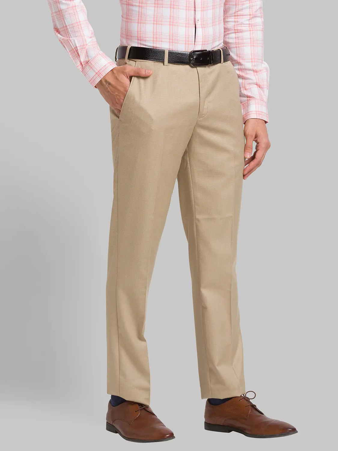 Image of PARK AVENUE Men Slim Fit Brown Viscose Rayon Trousers