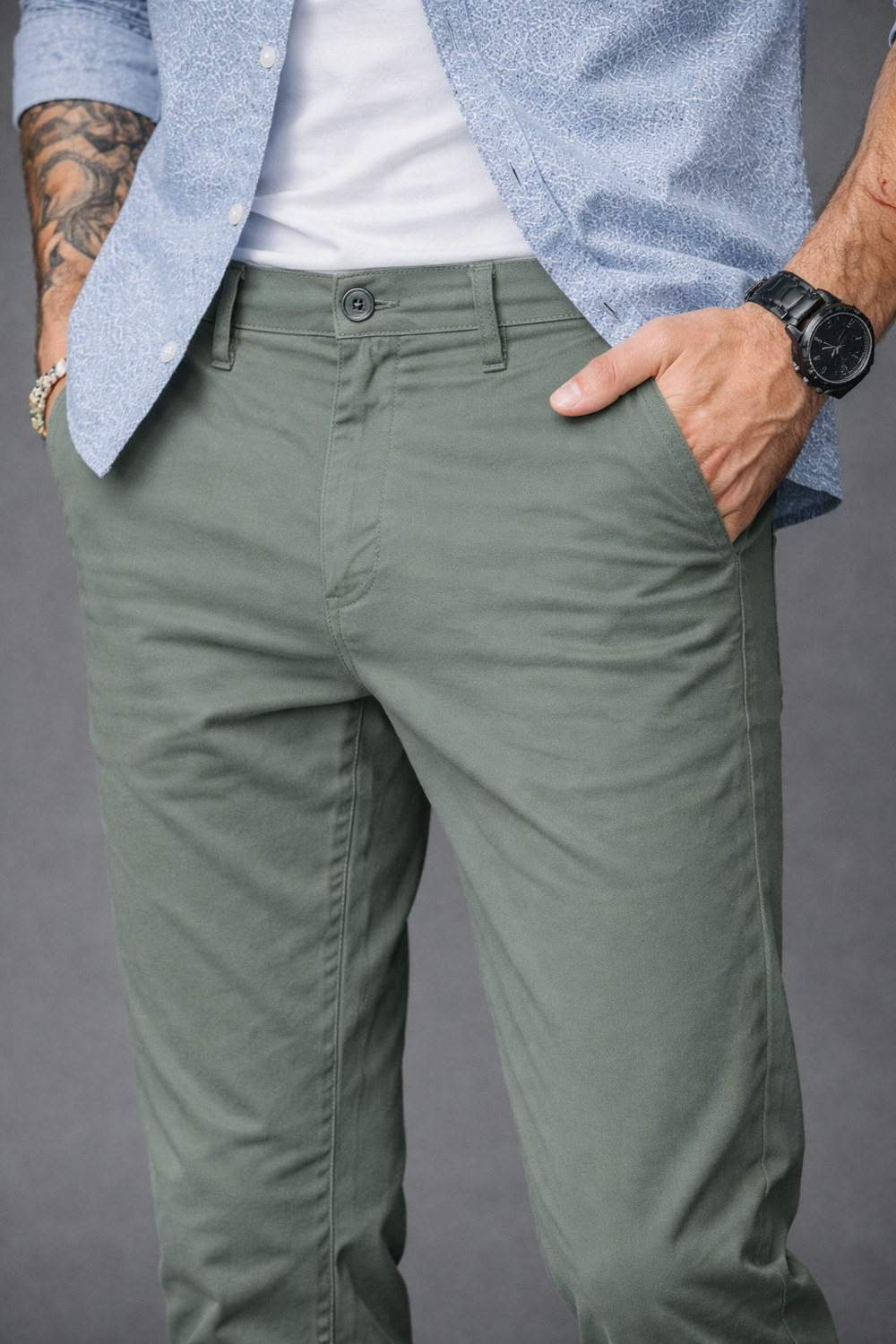 Image of Tanip Men Slim Fit Green Satin Trousers