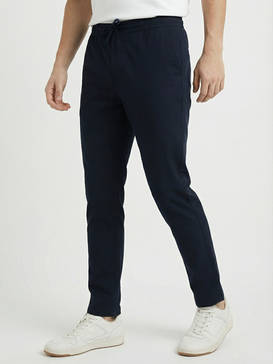 Image of FLIIP TRADING Men Relaxed Brown Linen Blend Trousers