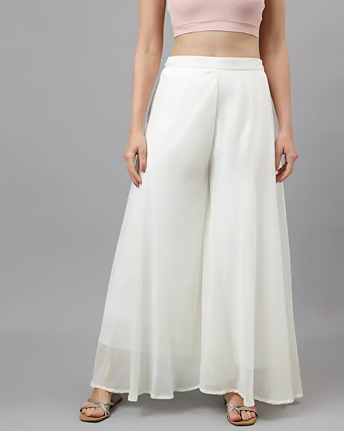 Image of Liance Women Regular Fit White Pure Cotton Trousers