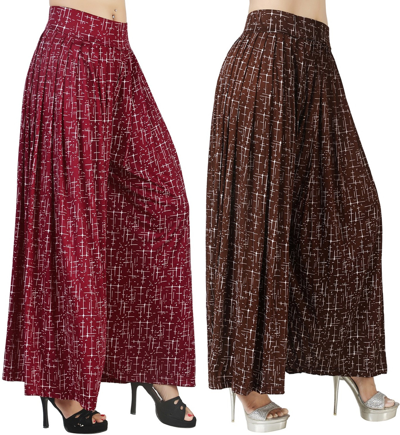 Image of SARA COLLECTION Pack of 3 Women Loose Fit Multicolor Lycra Blend Trousers