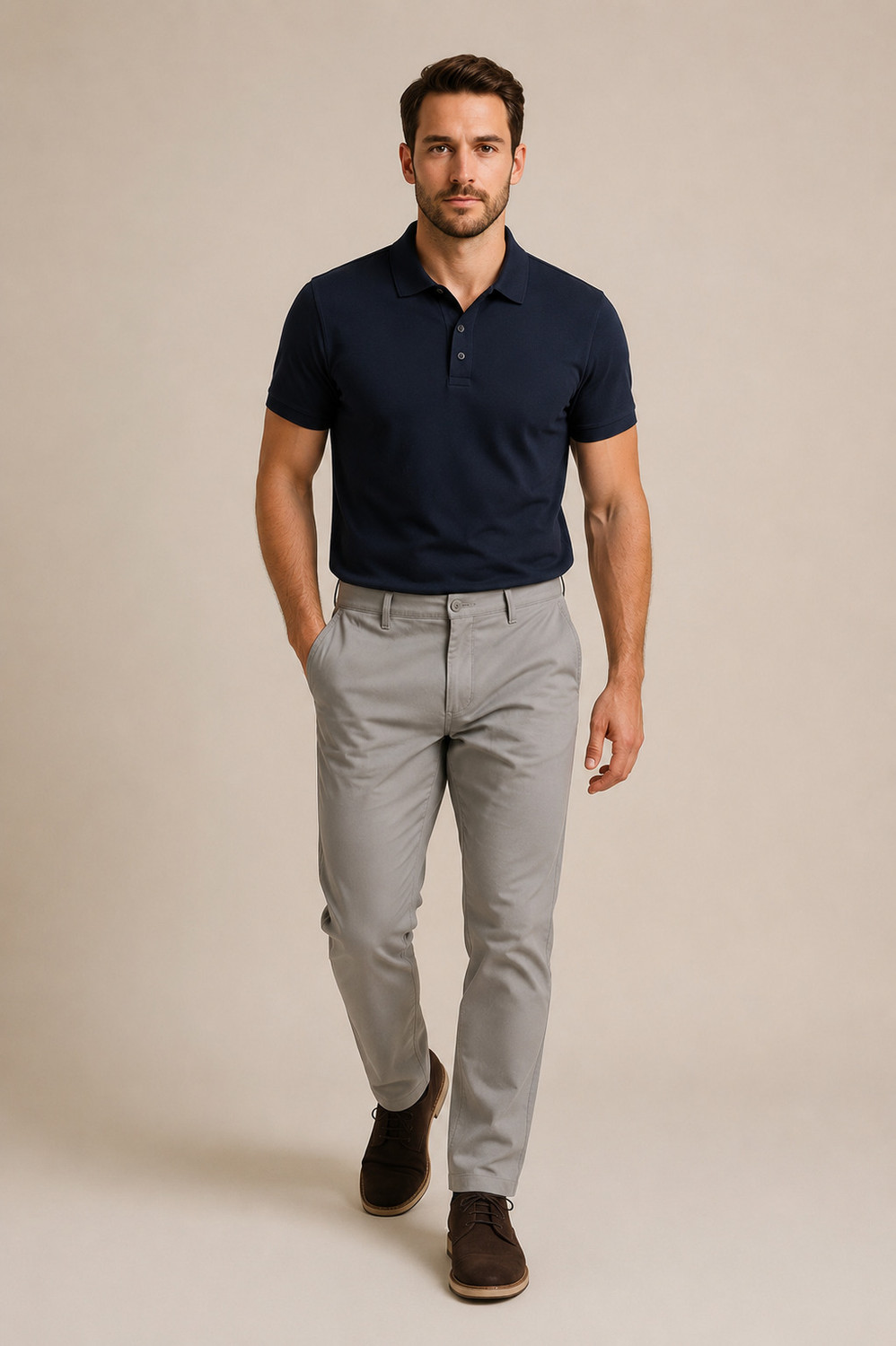 Image of FUBAR Men Regular Fit Grey Cotton Blend Trousers