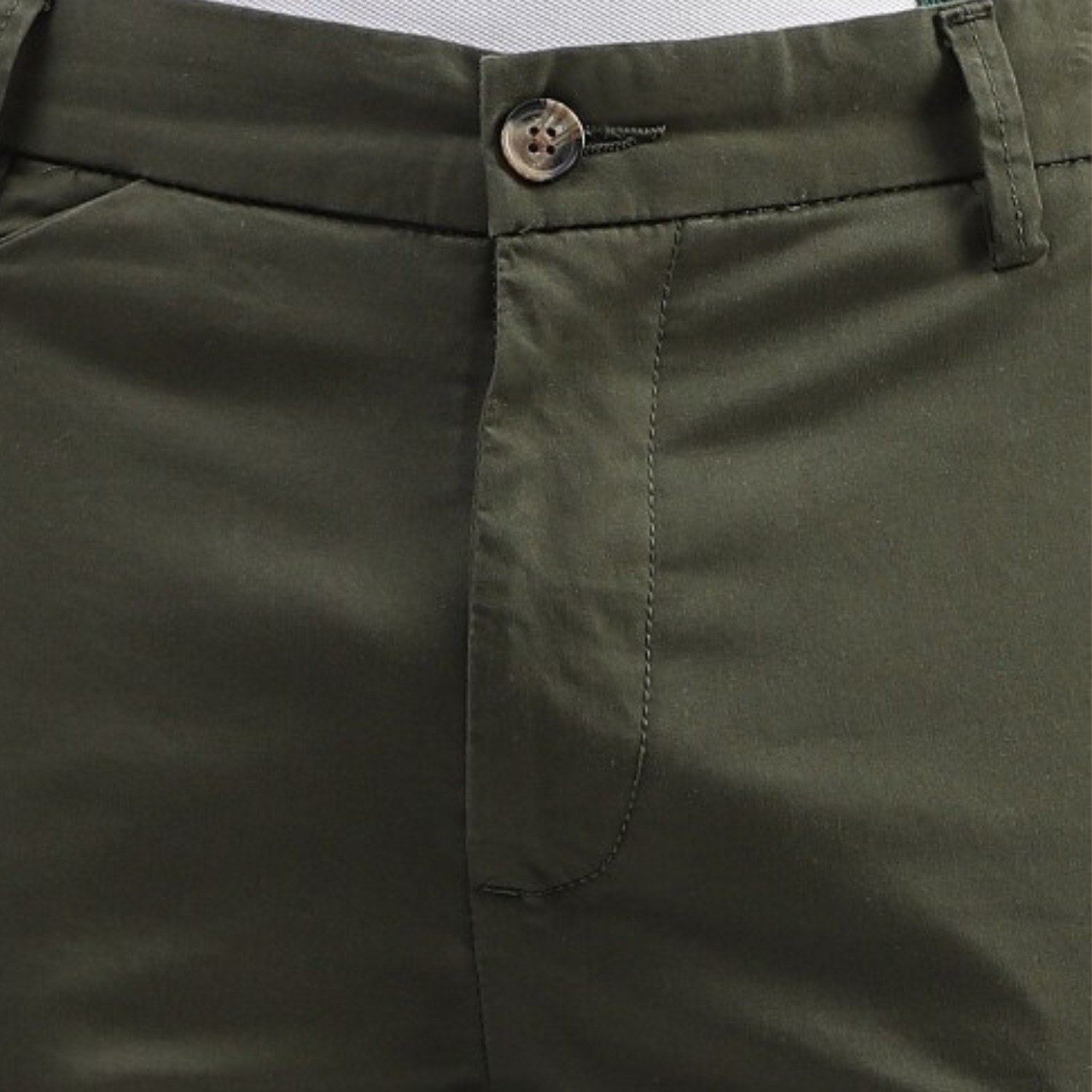 Image of SWISS HORN Men Regular Fit Green Cotton Blend Trousers