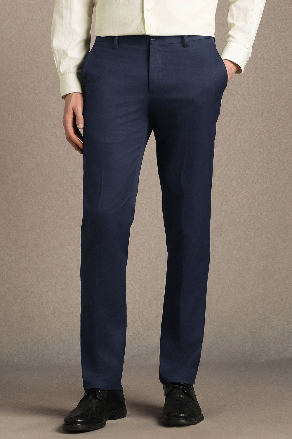 Image of ARROW Men Regular Fit Blue Viscose Rayon Trousers