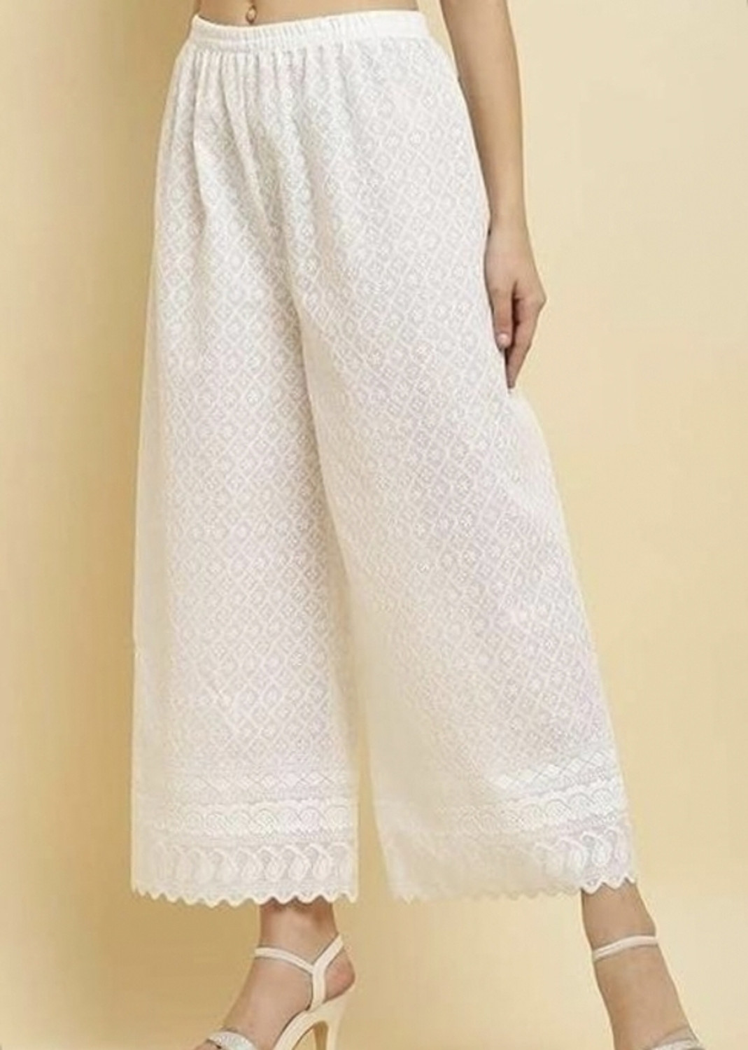 Image of Liance Women Regular Fit White Pure Cotton Trousers