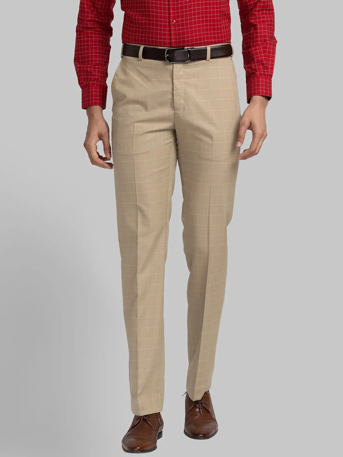 Image of PARK AVENUE Men Slim Fit Brown Viscose Rayon Trousers