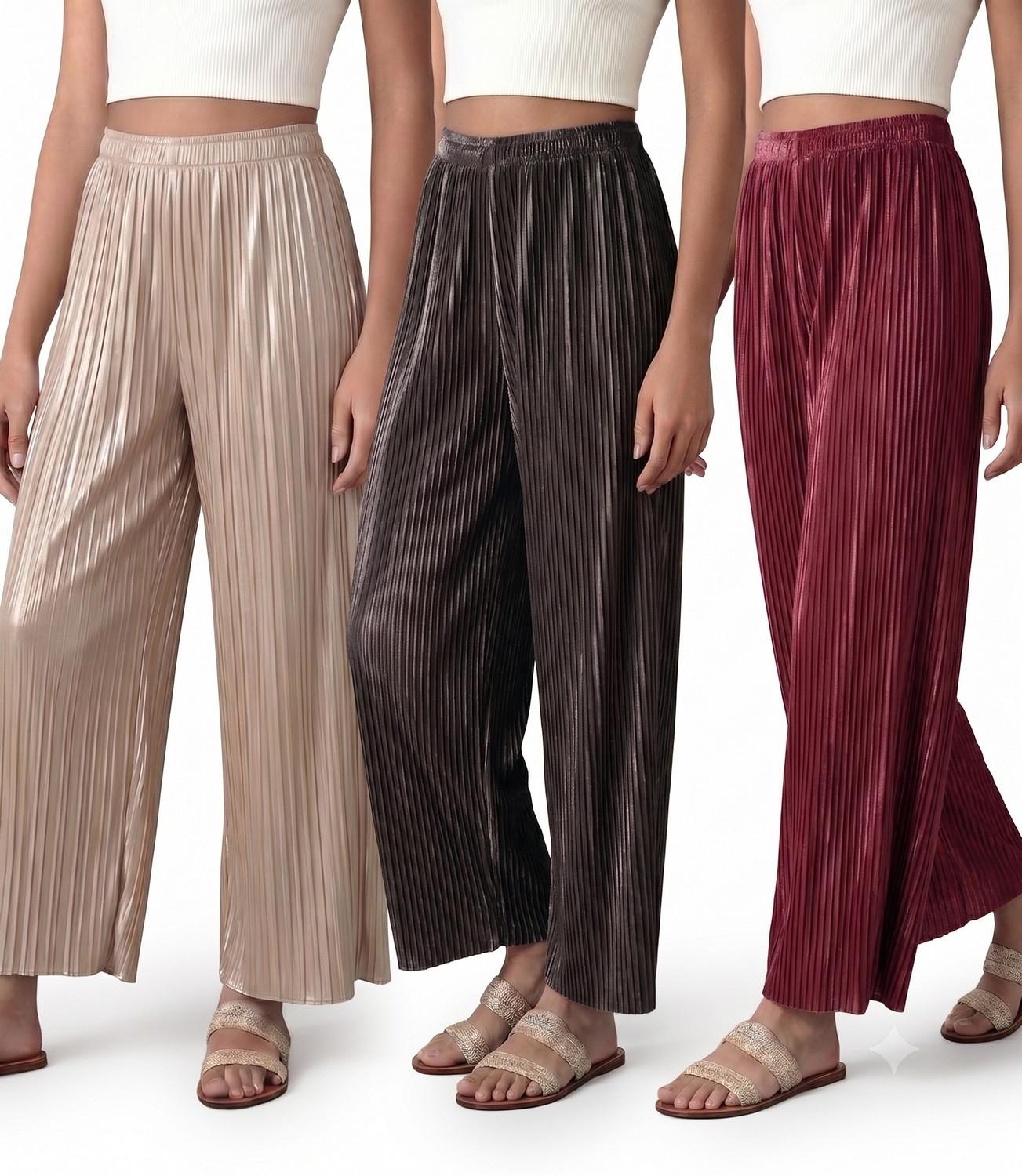 Image of shakshi Women Flared Blue Cotton Blend Trousers