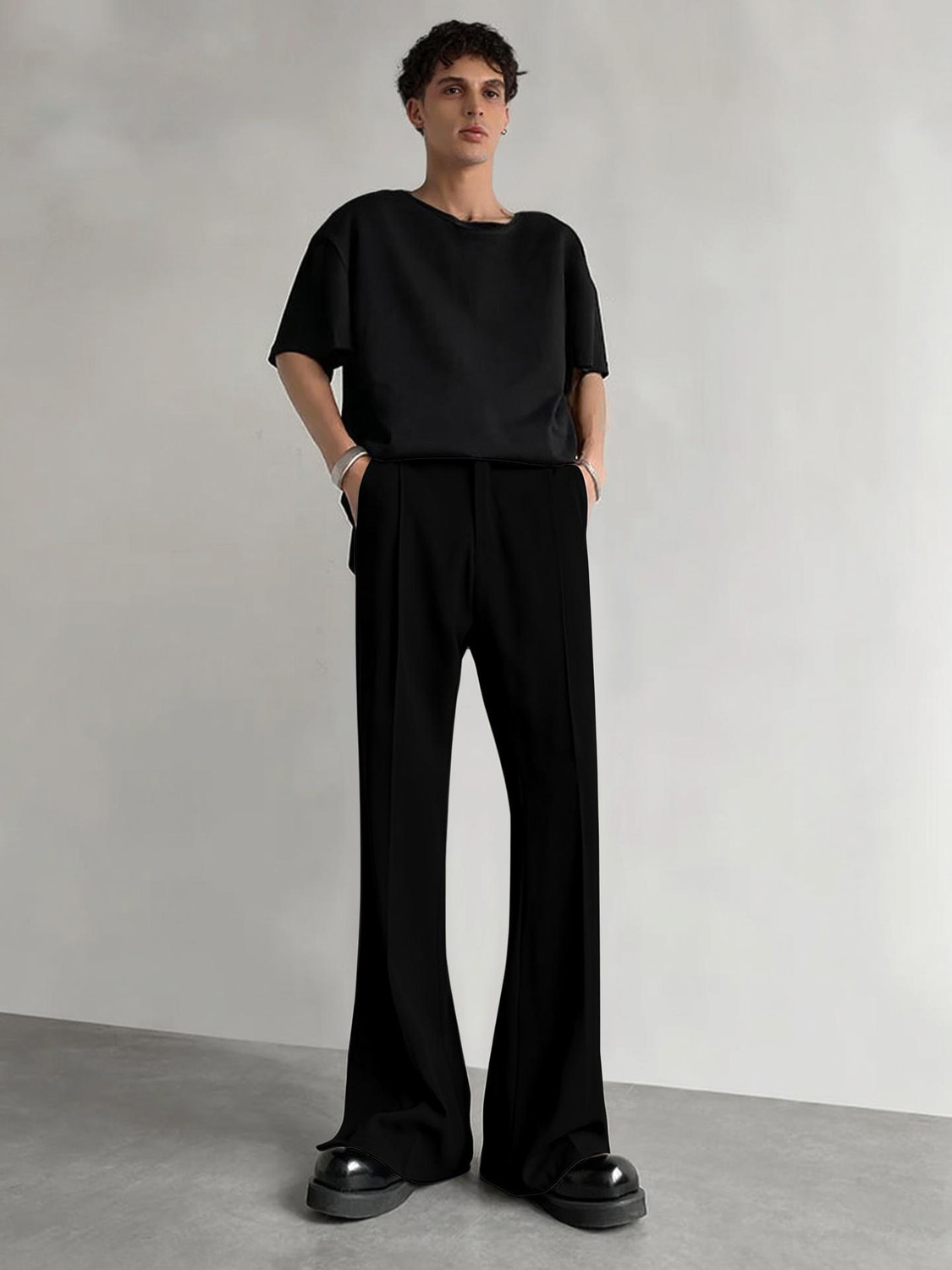 FTX Men Black Lycra Blend Trousers - Image 1